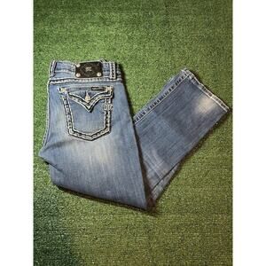 Miss Me Easy Capri Distressed Denim Women’s 30x25.5 Embellished Y2K Jeans